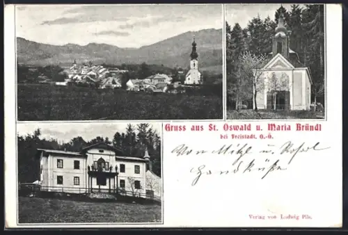 AK St. Oswald bei Freistadt, Maria Bründl, Ortsansicht