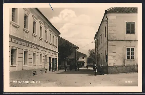 AK Mitterkirchen /O. Ö., L. und J. Lettners Gasthaus, Strassenansicht