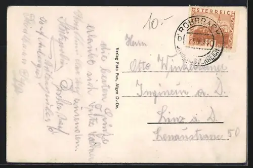 AK Julbach /O. Ö., Gasthaus zum tiefen Keller, Ortsansicht aus der Vogelschau