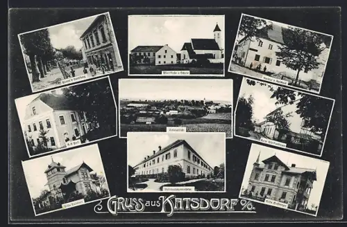 AK Katsdorf /O. Ö., Gasthaus Amstler, Handlung Ployer, Villa Buchberger
