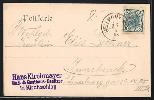 AK Kirchschlag bei Linz, Bad und Gasthof Kirchschlag, 950 Meter