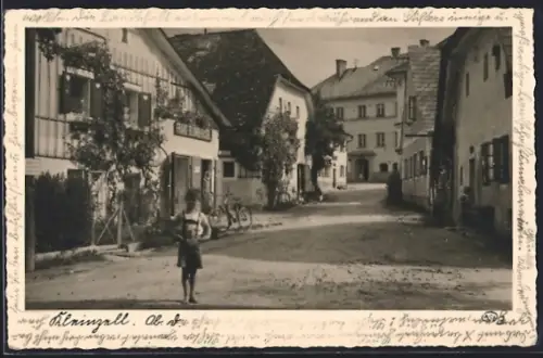 AK Kleinzell /Ob. D., Strassenpartie mit Geschäft