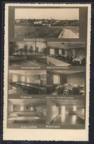 AK Katsdorf, Genesungsheim, verschiedene Innenansichten, Stadtpanorama