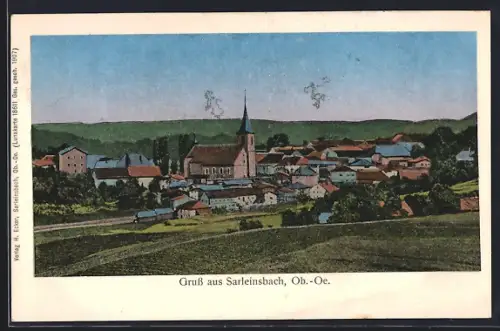 Luna-AK Sarleinsbach /Ob.-Oe., Ortsansicht mit der Kirche