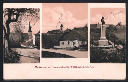 AK Waldhausen /O.-Oe., Strassenpartien, Denkmal