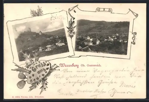 AK Waxenberg /Ob. Oesterreich, Ortsansichten aus der Vogelschau