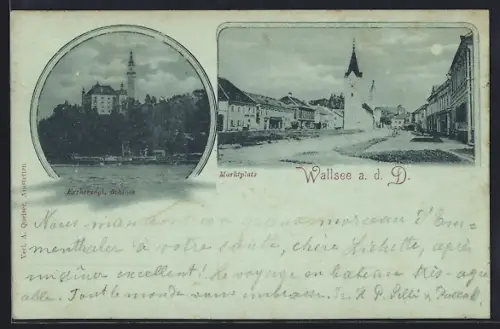 AK Wallsee a. d. D., Erzherzogl. Schloss, Marktplatz