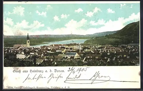 AK Hainburg a. d. Donau, Teilansicht mit Kirche