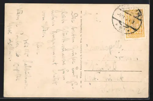 AK Wien, Totalansicht und Strassenpartie mit Strassenbahn