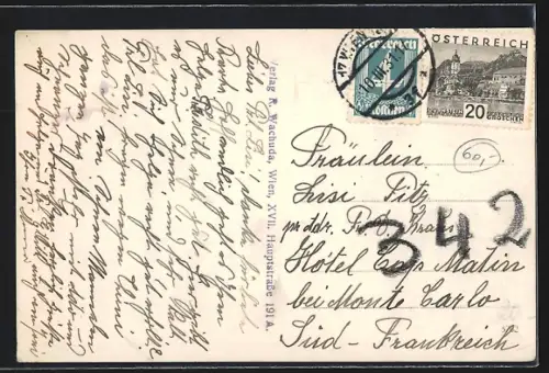 AK Wien, Neuwaldegg, Teilansicht mit Bergen