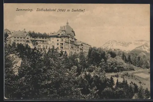 AK Semmering, Südbahnhotel mit Bergen