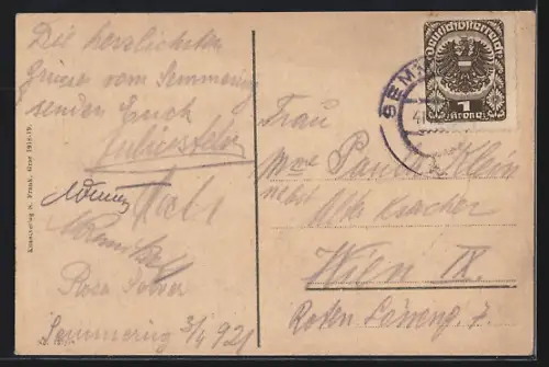 AK Semmering, Südbahnhotel mit Bergen