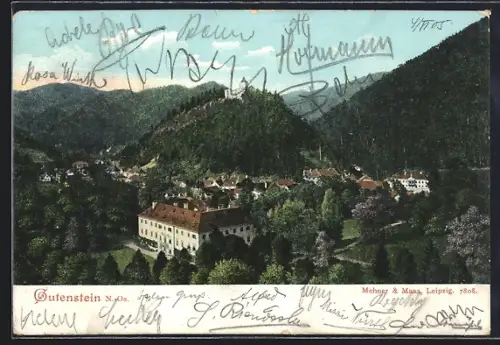 AK Gutenstein /N.-Oe., Teilansicht mit Bergen