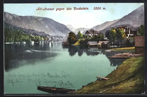 AK Altaussee, Blick über den Ort zum Dachstein