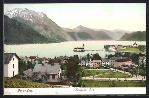 AK Gmunden, Teilansicht mit Schloss Ort