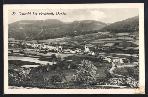 AK St. Oswald bei Freistadt, Panoramablick von der Bergwiese