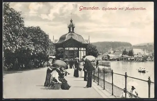 AK Gmunden, Esplanade mit Musikpavillon