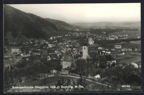 AK Gloggnitz /N.-Oe., Teilansicht mit Kirche