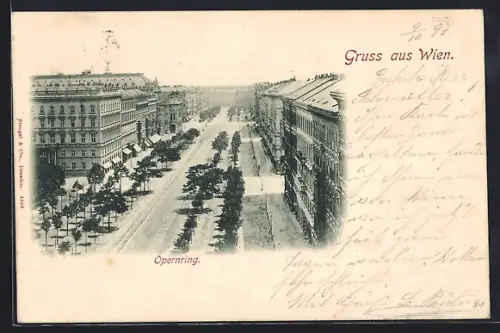AK Wien, Opernring mit Bäumen