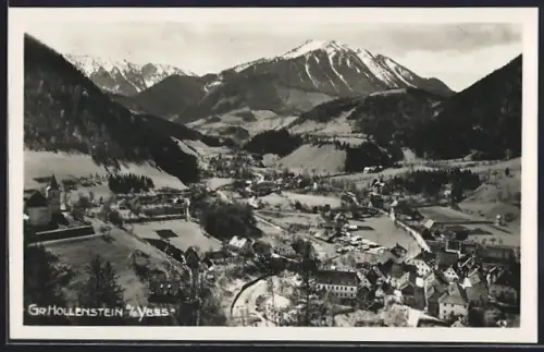 AK Gr. Hollenstein a. d. Ybbs, Ort mit Talansicht und Umgebung von oben