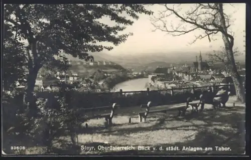 AK Steyr, Blick v. d. Städt. Anlagen am Tabor