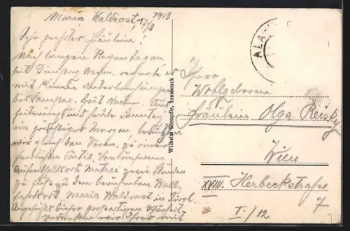 AK Maria Waldrast, Ortsansicht mit Serlesspitze