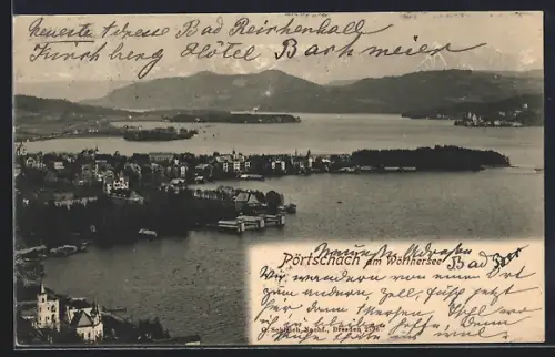 AK Pörtschach am Wörthersee, Ortschaft mit Seenlandschaft