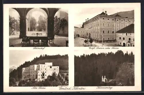 AK Gmünd /Kärnten, Altes Schloss, Schlosshof und Kalvarienberg