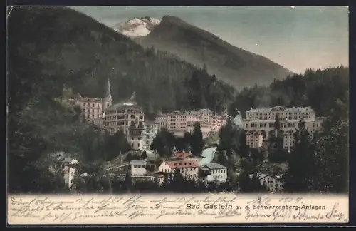 AK Bad Gastein, Blick von den Schwarzenberg-Anlagen aus