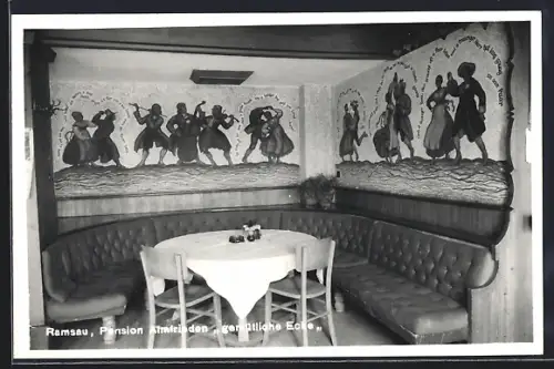 AK Ramsau am Dachstein, Pension Almfrieden, Blick in die gemütliche Ecke