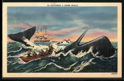 Künstler-AK Fishermen capturing a Sperm Whale