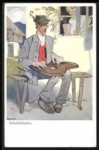 AK Mann beim Spielen der Zither