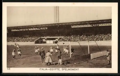 AK Amsterdam, Olympia 1928, Italia-Egypte, Spelmoment, Fussball