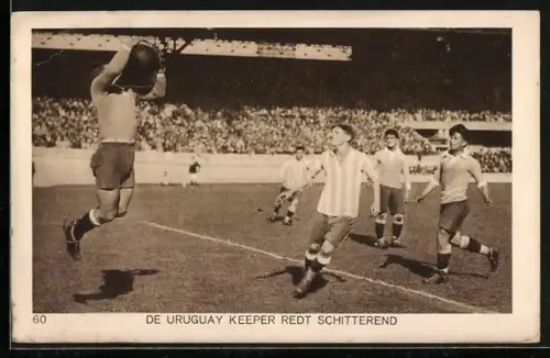 AK Amsterdam, Olympische Spelen 1928, De Uruguay Keeper Redt Schitterend, Fussball