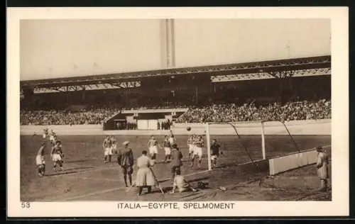 AK Amsterdam, Olympia 1928, Italia-Egypte, Spelmoment, Fussball