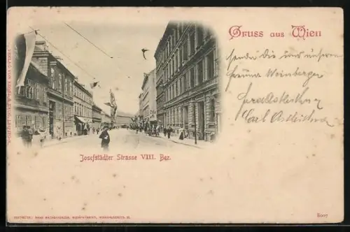 AK Wien, Café und Passanten, Josefstädter Strasse
