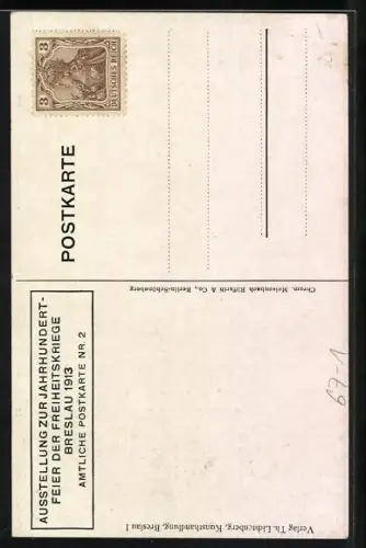 Künstler-AK Breslau, Ausstellung zur Jahrhundertfeier der Freiheitskriege 1913, Schlesische Landwehr