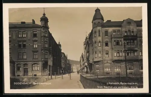 AK Bodenbach, Blick in die Goethestrasse