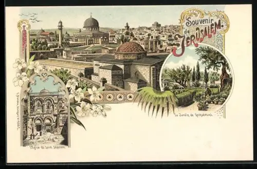Lithographie Jerusalem, Ortsansicht, Eglise du Saine Sépulcre