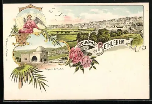 Lithographie Bethlehem, Sépulcre de Rachel