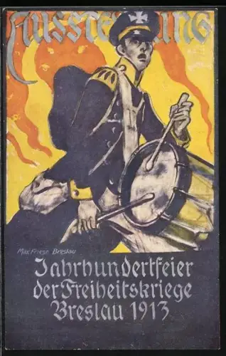 Künstler-AK Breslau, Jahrhundertfeier der Freiheitskriege 1913, Trommler