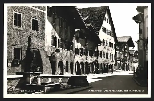 AK Mittenwald, Obere Marktstr., Mariensäule