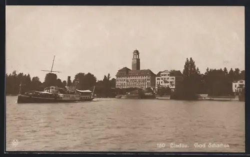 AK Lindau / Bodensee, Bad Schachen, Dampfschiff