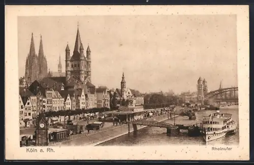 AK Köln a. Rh., Rheinufer, Dom