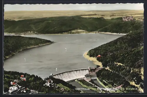 AK Edersee, Sperrmauer und Schloss Waldeck
