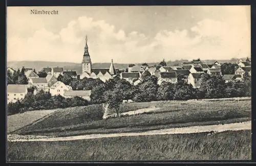 AK Nümbrecht, Ortsansicht mit Kirche und Dorfpanorama