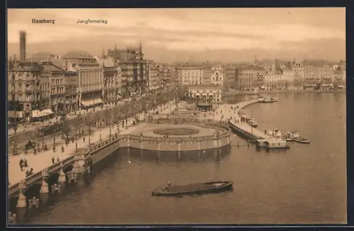 AK Hamburg, Jungfernstieg, Alsterufer, Stadtansicht