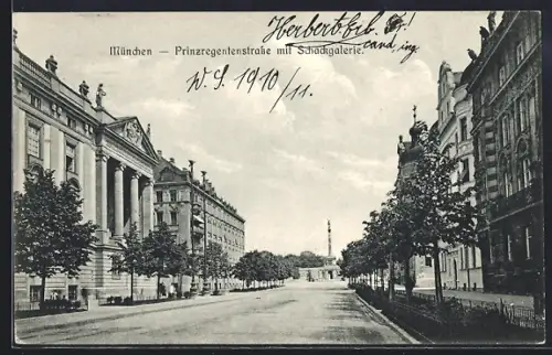 AK München, Prinzregentenstrasse mit Schackgalerie