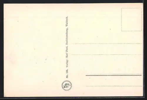 AK Waldeck / Hessen, Ortsansicht, Kirche, Fachwerkhäuser an der Edertalsperre