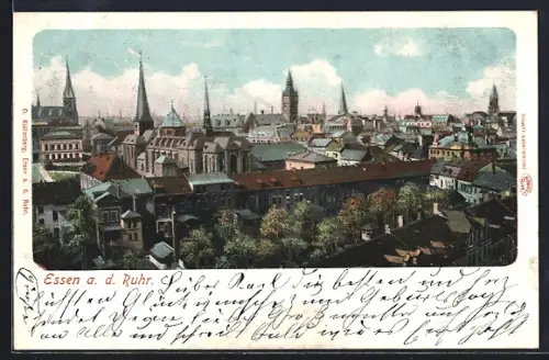 AK Essen a. d. Ruhr, Stadtpanorama mit Kirchen und Innenstadt